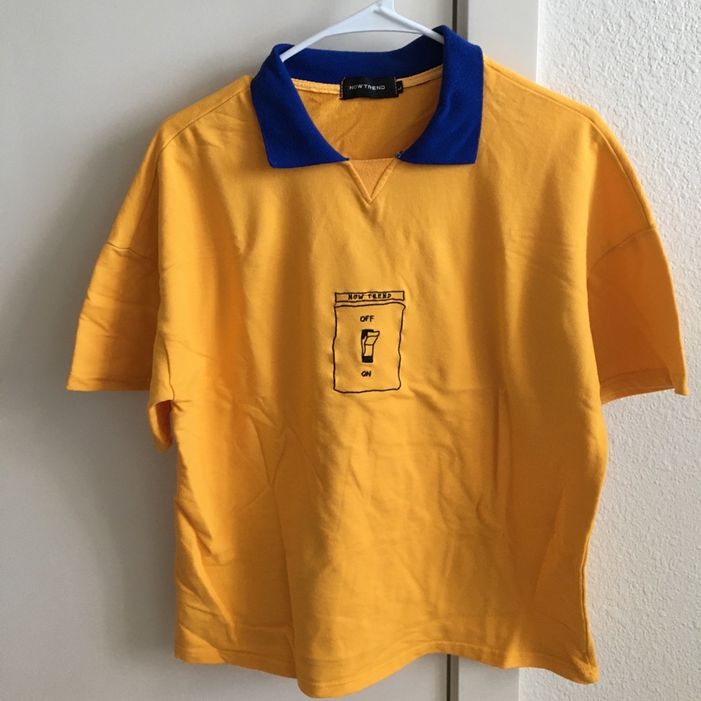 collared mustard yellow shirt